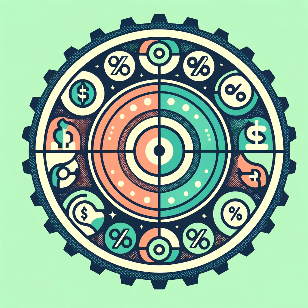 cog with dollar signs and green background depicting media commission model