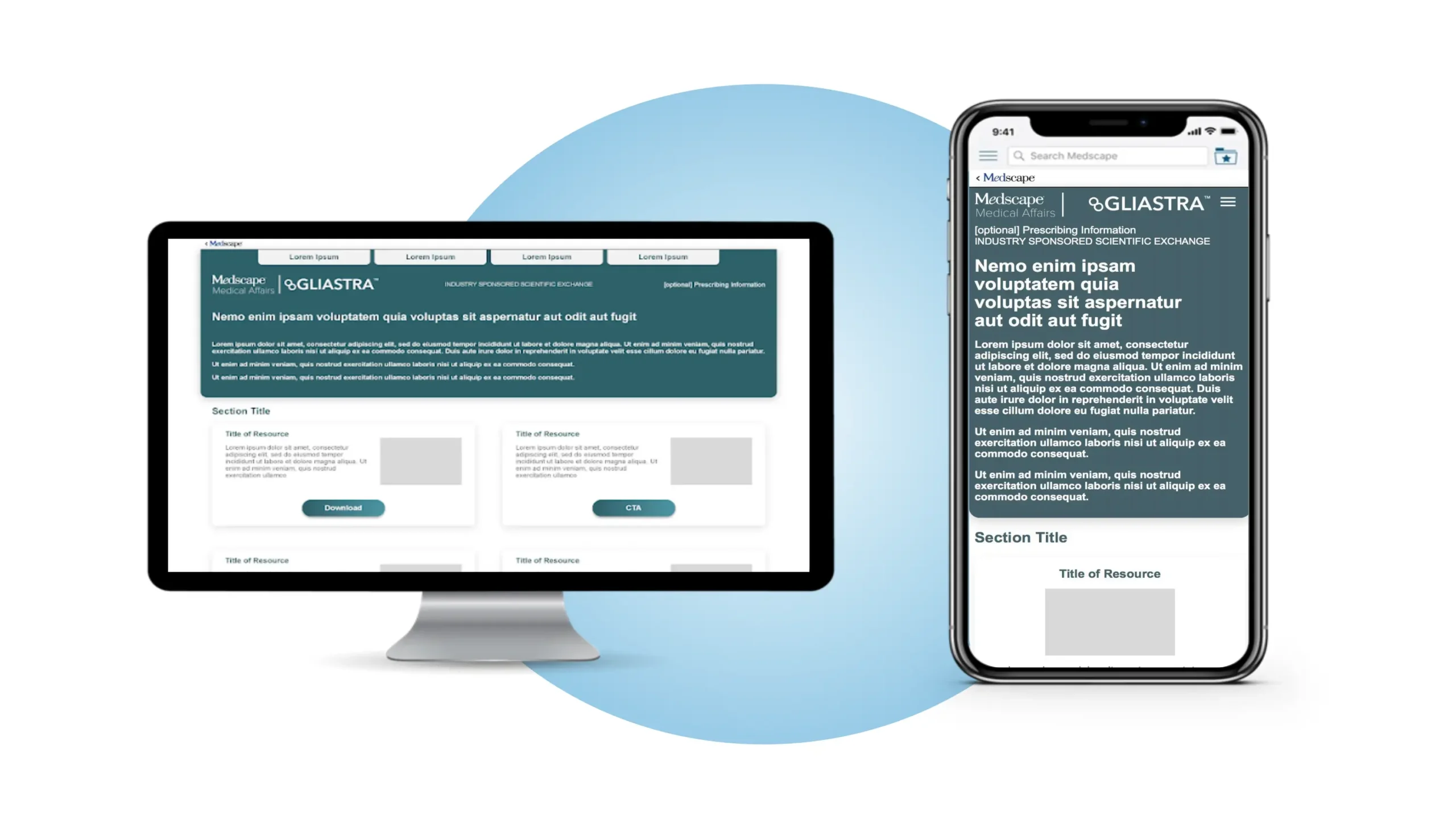 Medscape Medical Affairs screenshots of laptop and mobile phone with website content on both